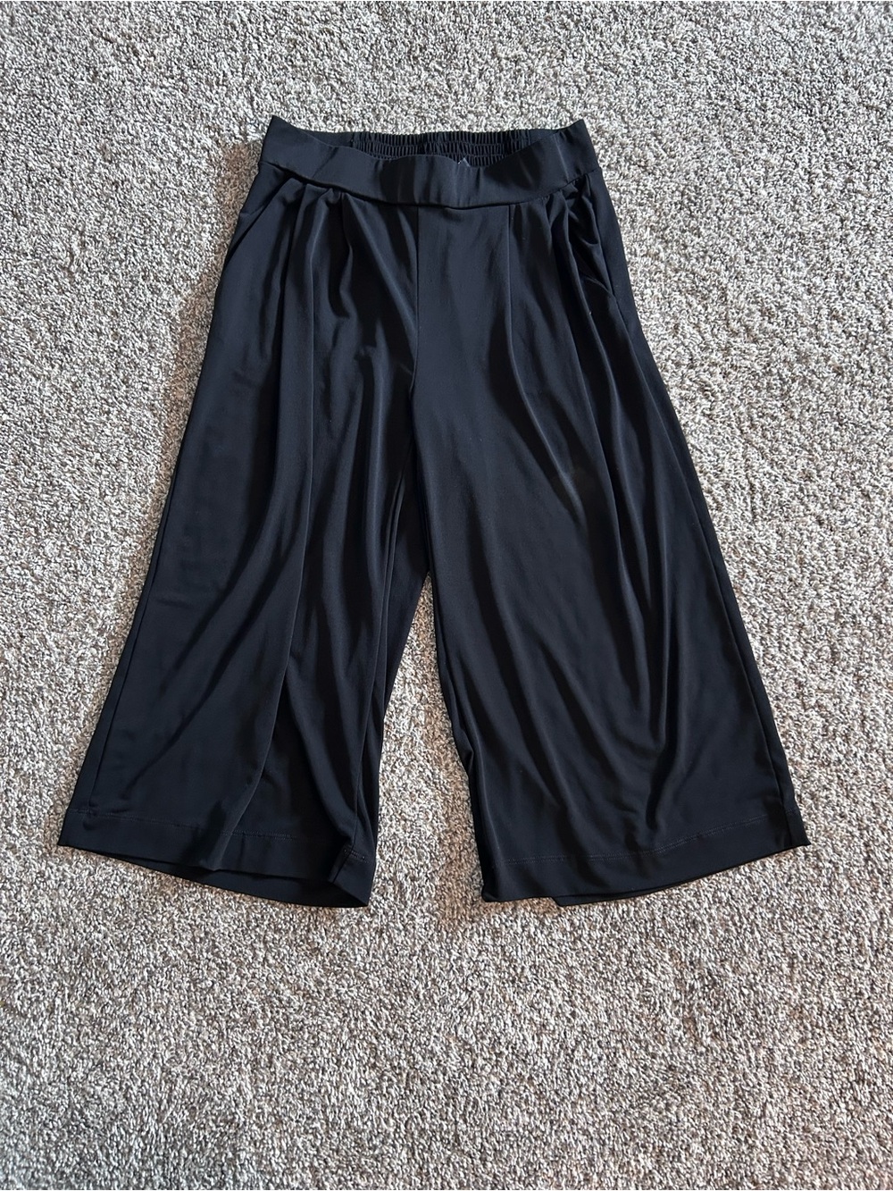 Jones New York Black Wide-Leg Cropped Pull-On Pants